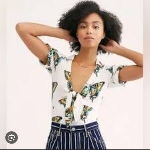 Free People Butterfly Print Tie-Front Top_Med